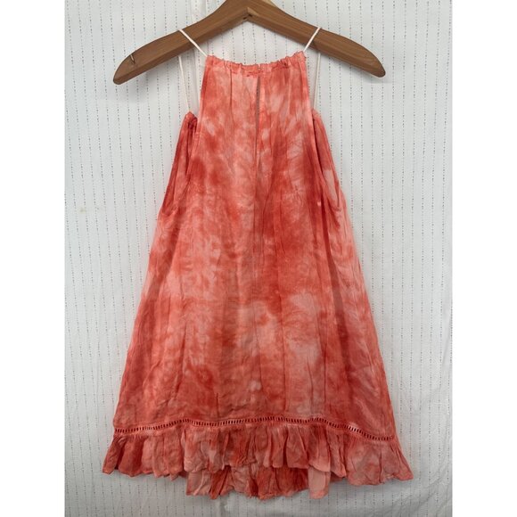 En Creme Mini Dress Sz S Tasseled Orange Tie-Dye Embroidered Boho Flirty Beachy - Picture 7 of 11